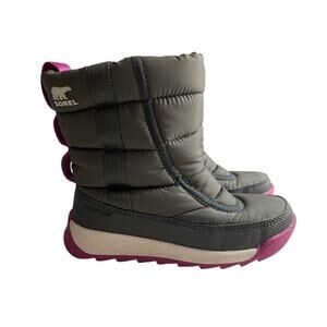 Sorel Kids Size 11, Whitney II Puffy Mid Boots Grey/Pink Water Proof
